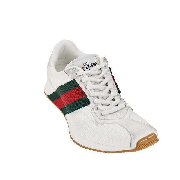 GUCCI White Leather Low Top Sneakers