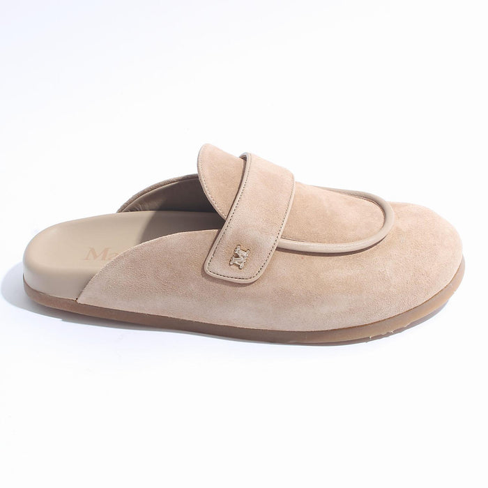 Max Mara Suede Mule Slippers Beige 2424526331600 MANLY 003