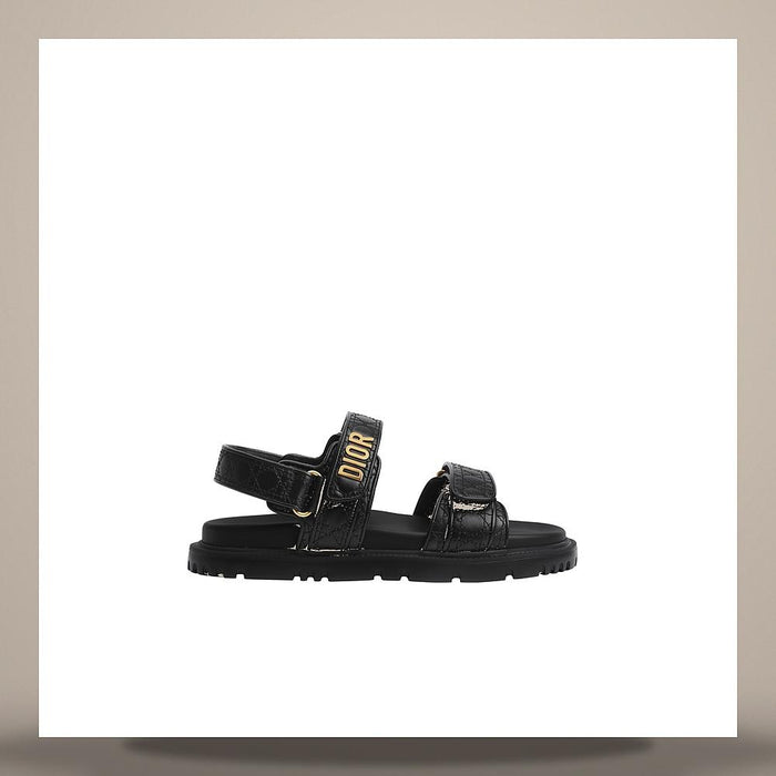 DIOR Black Quilted Cannage Calfskin Dioract Sandals