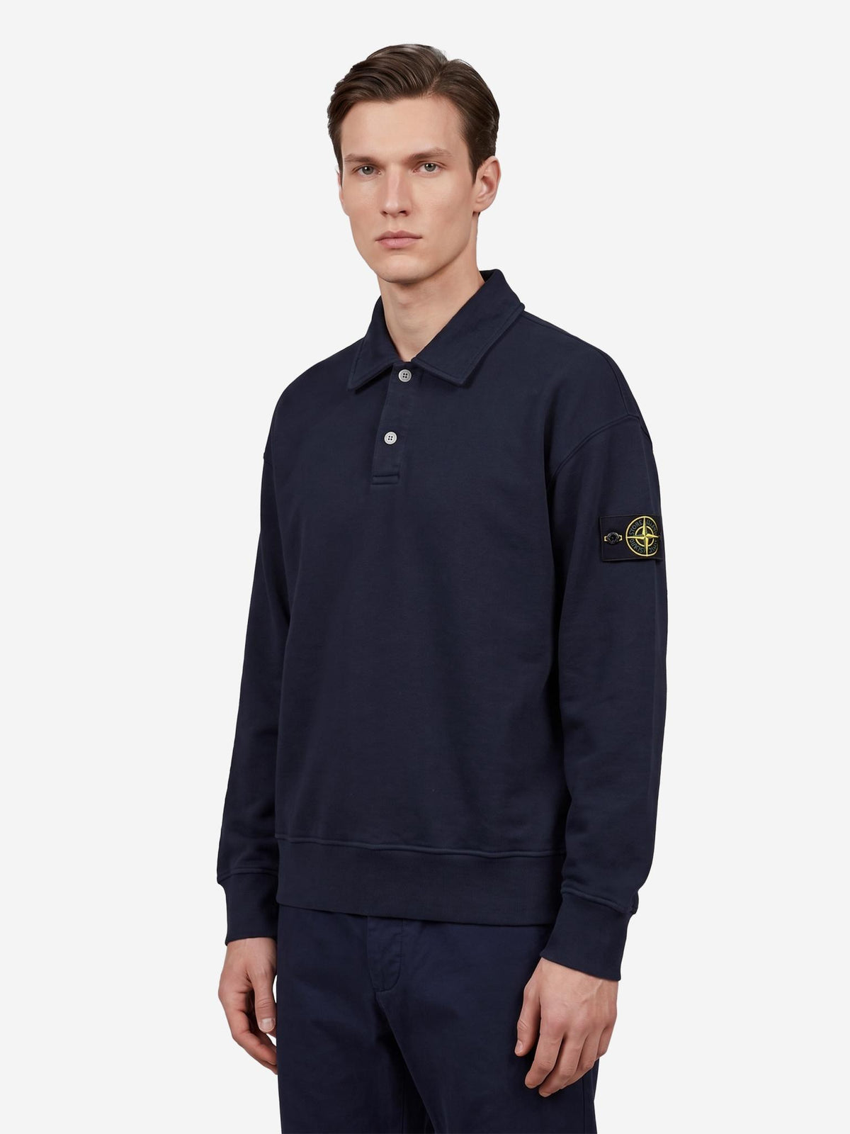 STONE ISLAND Black Cotton Crewneck Sweatshirt for Men