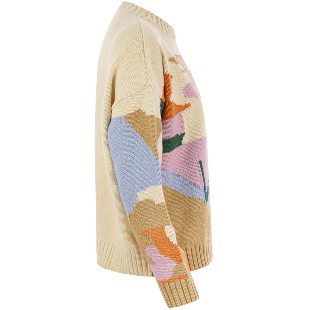 Max Mara Beige Logo Crewneck Knit Sweater 2515361181 003