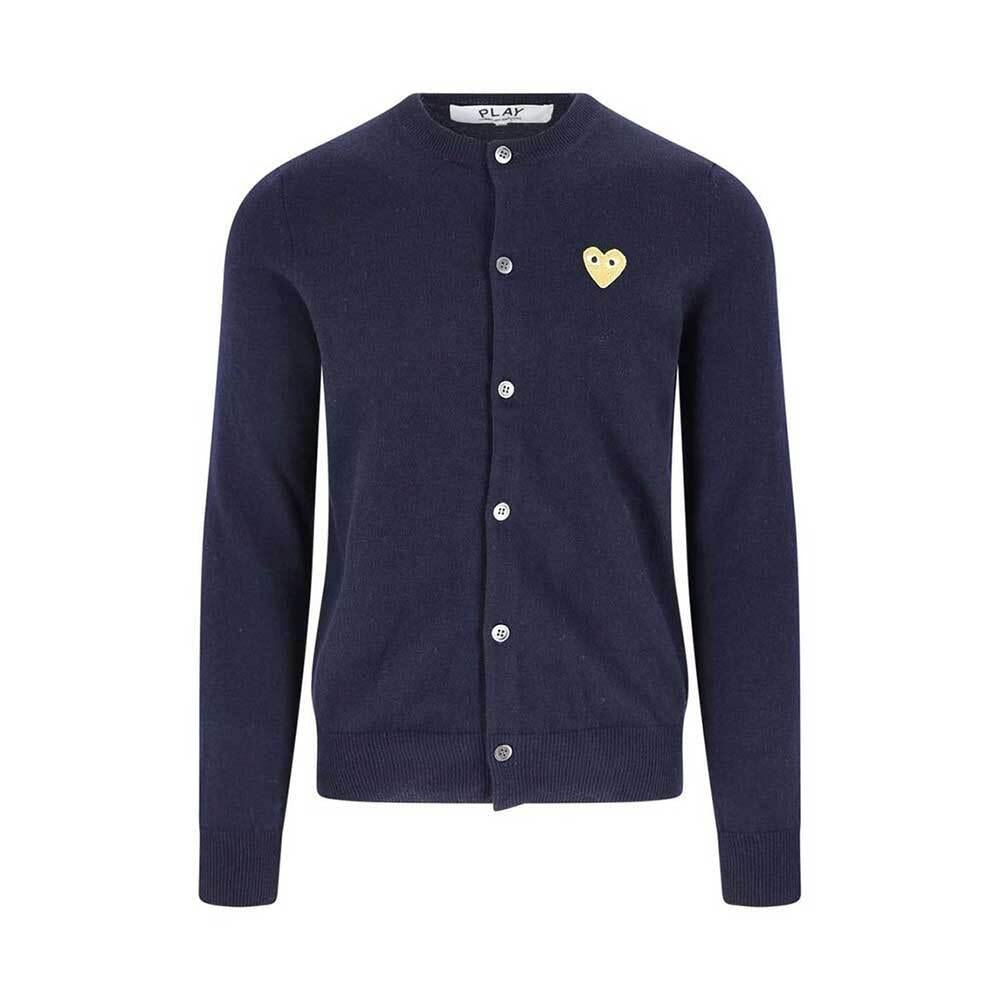 Comme des Garcons Navy Unisex Cardigan Gold Heart Knit