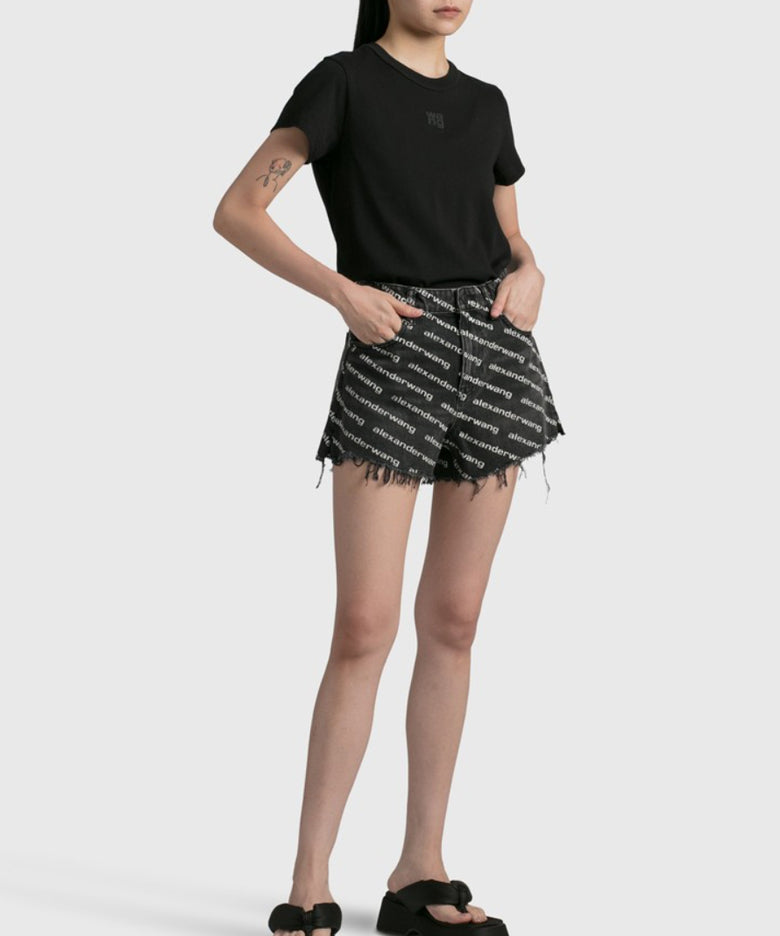 ALEXANDER WANG Essential Jersey Logo Print Short Sleeve T-Shirt 4CC3221358