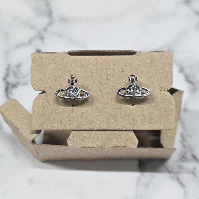 Vivienne Westwood Nano Solitaire Logo Earrings Silver Tone