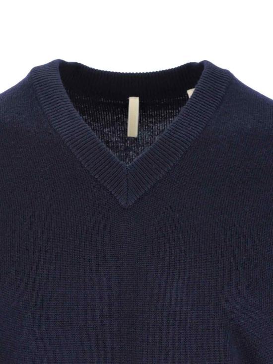 SUNFLOWER Navy Round Neck Knit Sweater for Men