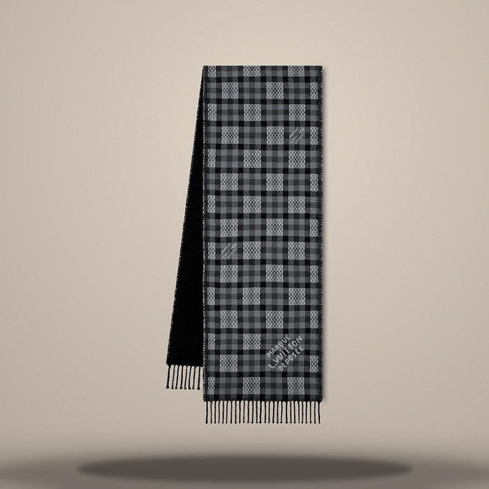 Louis Vuitton Vichy Damier Check Wool Scarf Black M96762