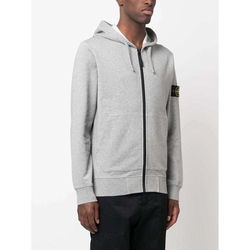 STONE ISLAND Logo Patch Men’s Zip Hoodie Jacket Navy Cotton