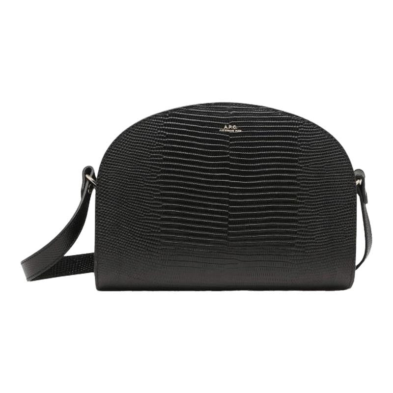 A.P.C. Demi-Lune Leather Crossbody Bag Black