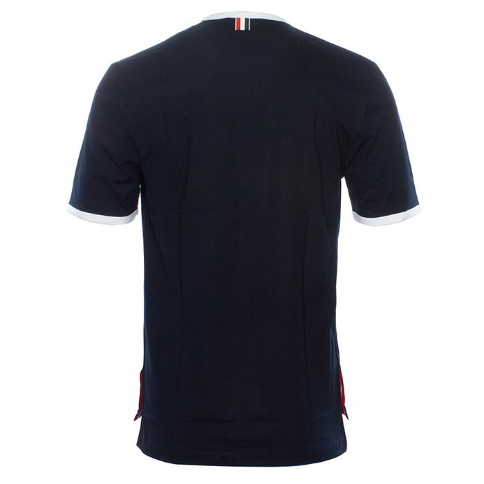 THOM BROWNE Ringer Cotton Tricolor Stripe Short Sleeve T-Shirt