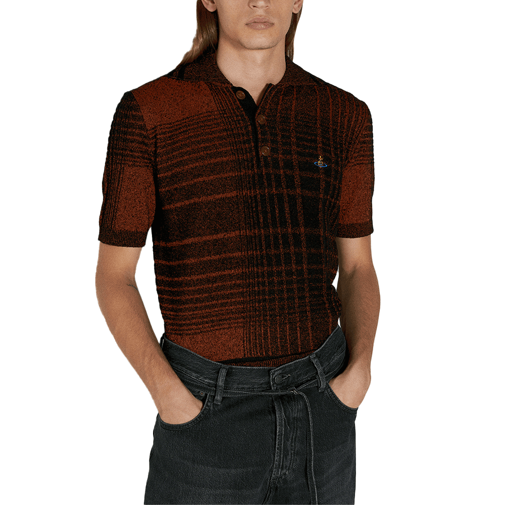 Vivienne Westwood Checked Short Sleeve Polo Knit Sweater for Men