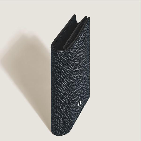 Montblanc Sartorial Business Card Holder Tweed Blue Leather Wallet