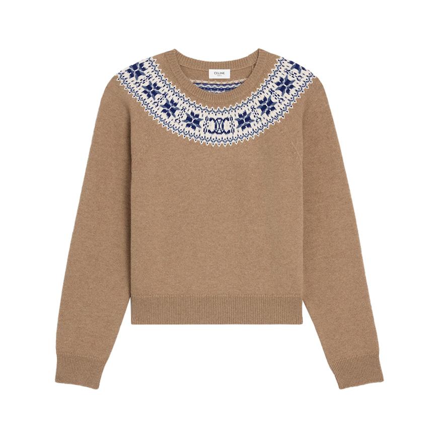 CELINE Fair Isle Crewneck Knit Sweater for Women RY0HM0N82 04FG