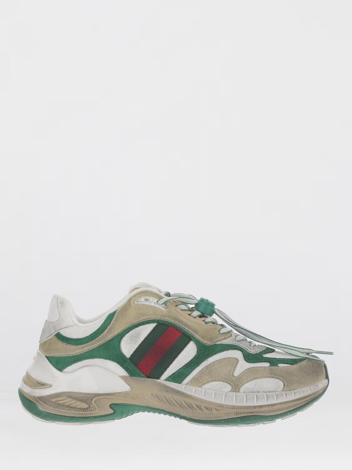 GUCCI White Leather Low-Top Sneakers