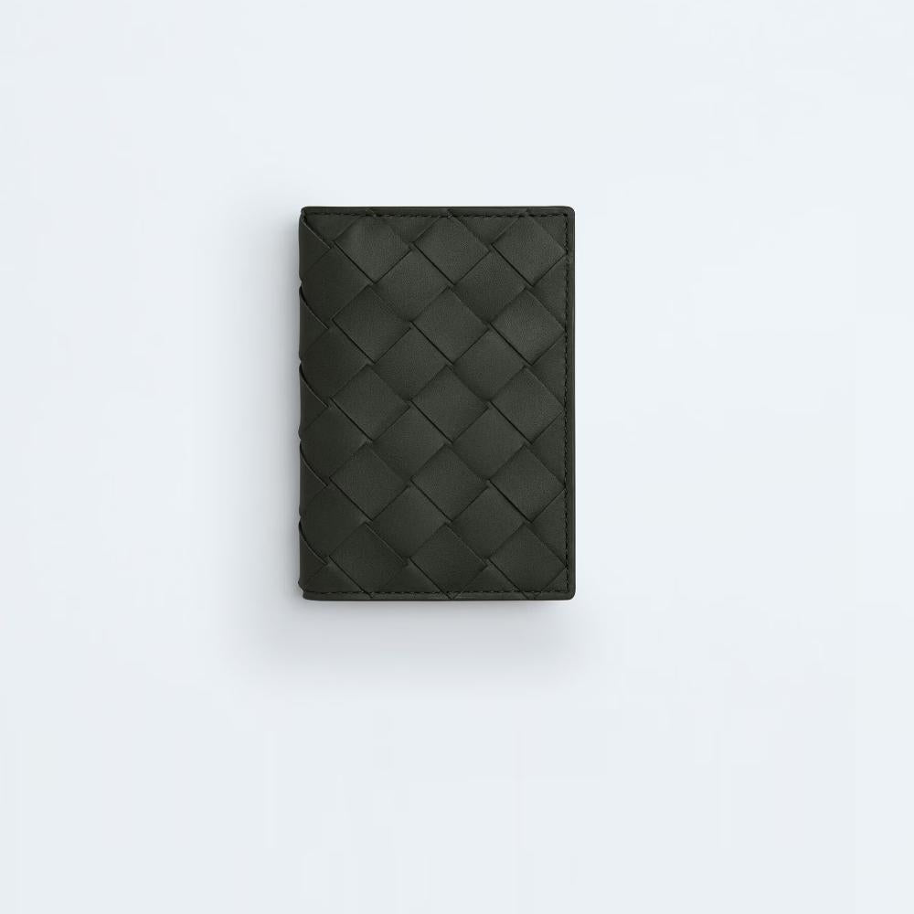 Bottega Veneta Dark Green Intrecciato Leather Flap Card Case