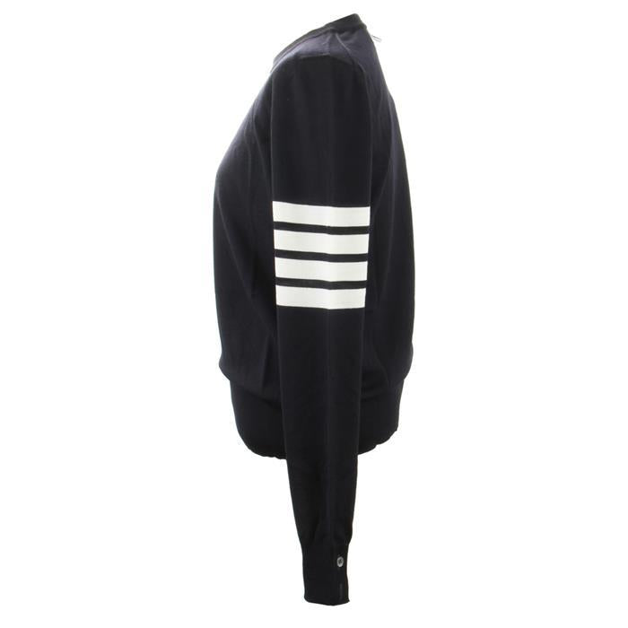 THOM BROWNE 4-Bar Relaxed Wool Pullover T-Shirt Navy