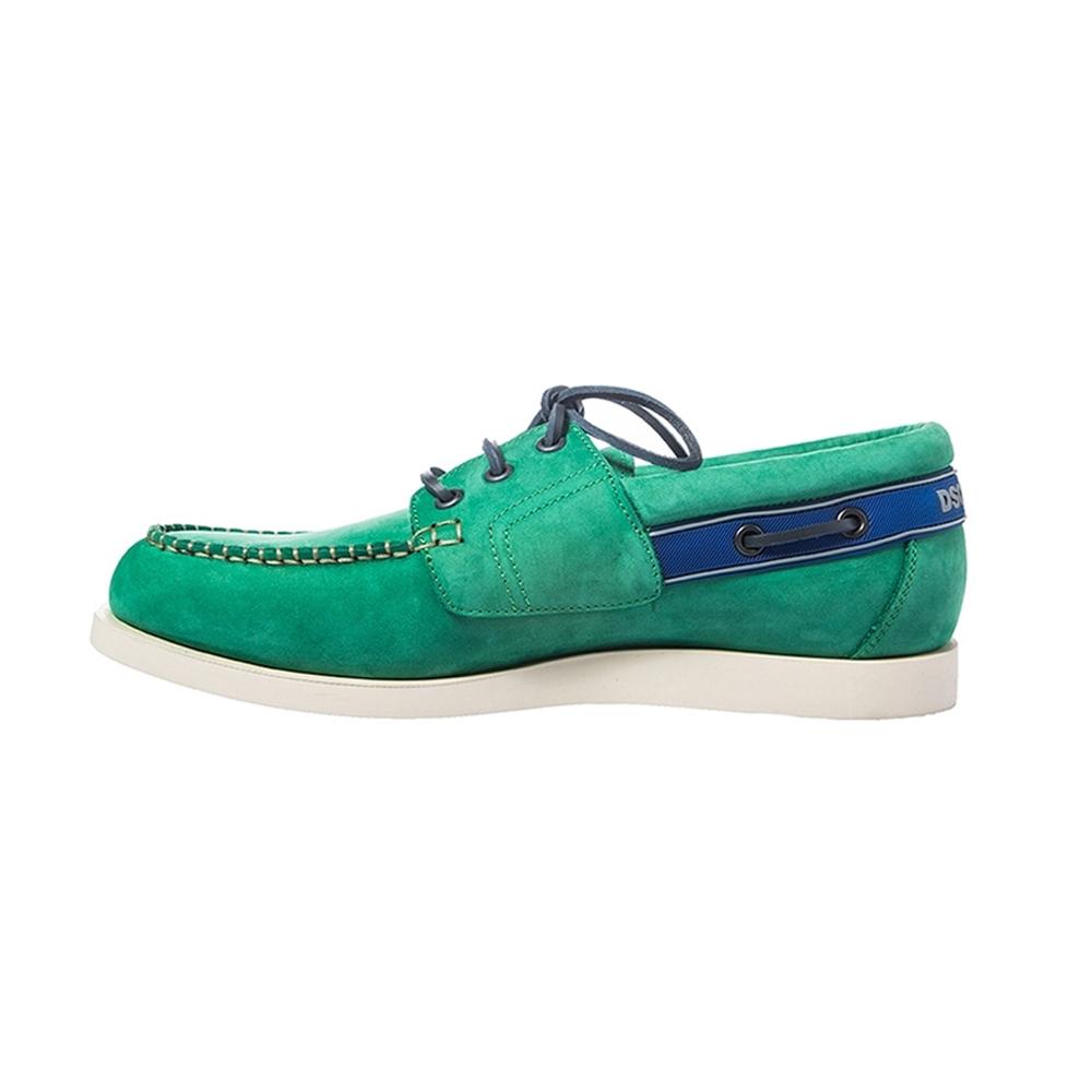 Dsquared2 Green Nubuck Boat Shoes Loafers for Men VA402 V097 8077