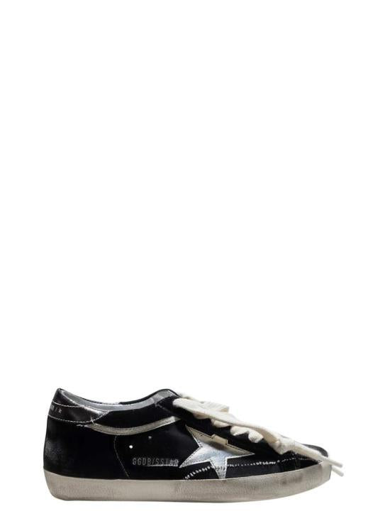 GOLDEN GOOSE Dark Grey Silver Leather Low-Top Sneakers GWF 01002