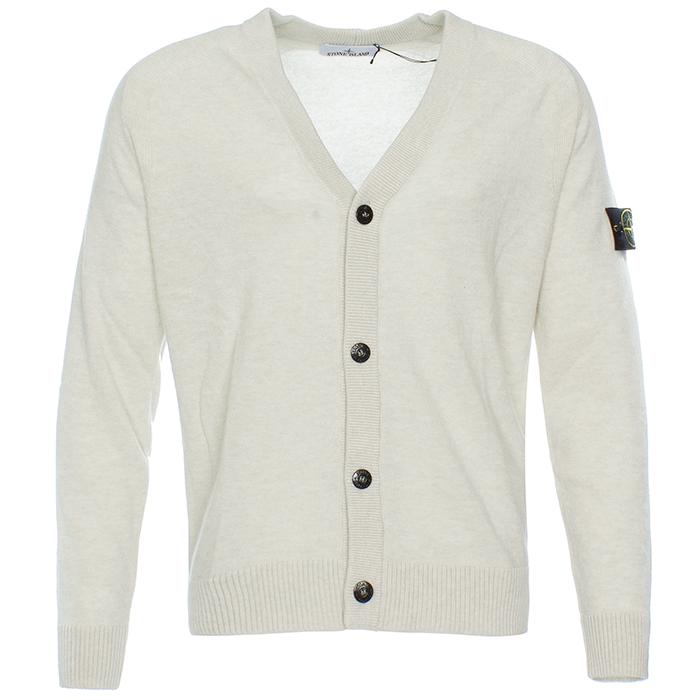 STONE ISLAND Reverse Stitch Woven Patch Cardigan Men’s Knit Black