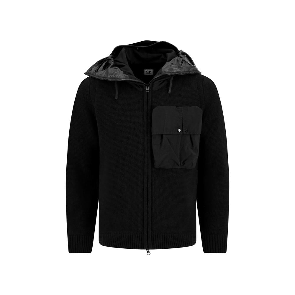 CP Company Black Goggle Knit Mix Jacket for Men 19CMKN245A 110149M 999