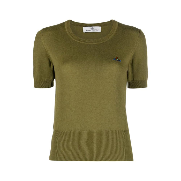 Vivienne Westwood Bea Olive Round Neck Knit Top