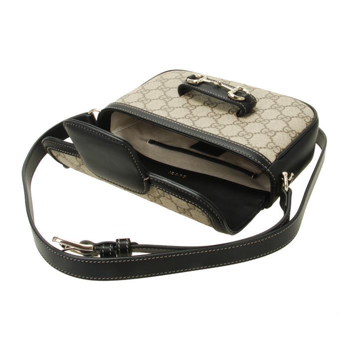GUCCI Horsebit 1955 Soft Small Shoulder Bag Beige Leather