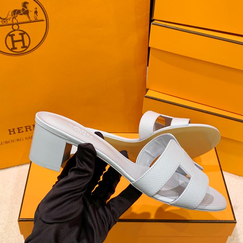 HERMES Oasis Sandals Epsom Calfskin Matte White