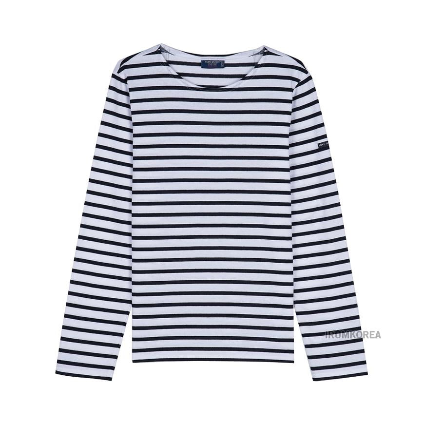 Saint James Striped Cotton Minquiers Modern T-Shirt White/Black Unisex