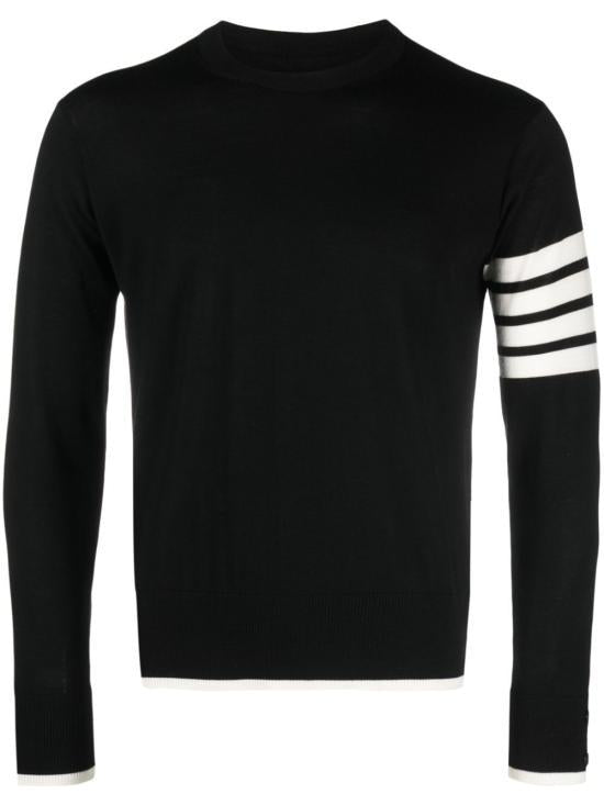 THOM BROWNE Black Wool Round Neck Sweater MKA002DY1014001 BLACK DOM