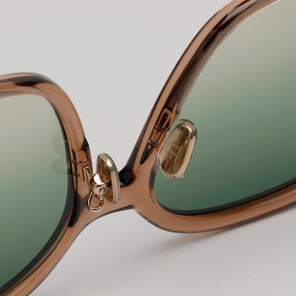 TOM FORD Transparent Brown Oversized Square Acetate Sunglasses TF1054K 45P
