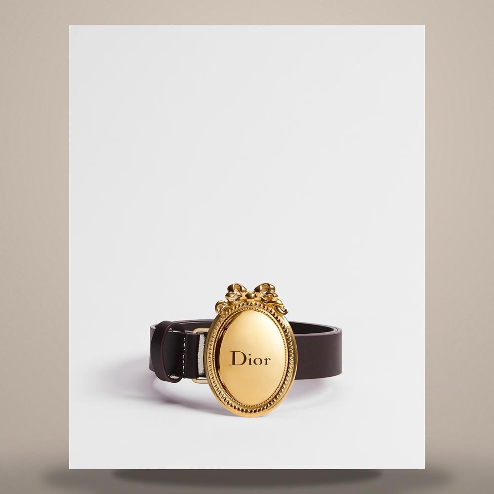 DIOR Cocoa Smooth Calfskin Medallion Belt 25mm B1022QGBK M64M