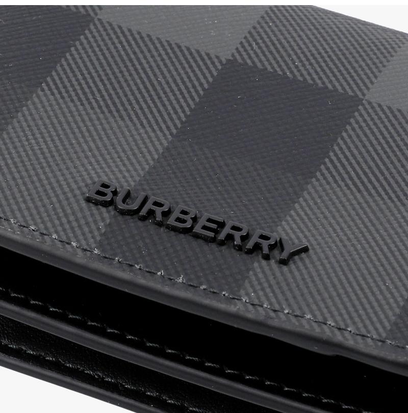 BURBERRY Black Leather Card Holder Wallet for Men