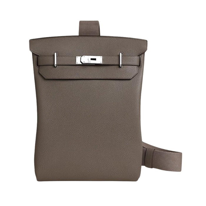 HERMES Etoupe Togo Leather Heccadio Backpack Palladium Hardware GM