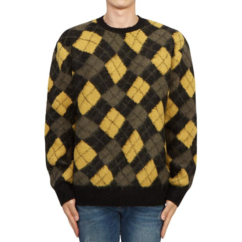 ALLSAINTS Fitzroy Men’s Crewneck Knit Sweater MK032Z BLK GOLDEN YELLOW
