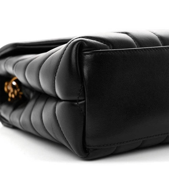 Saint Laurent Matelassé Small Loulou Shoulder Bag Black Leather