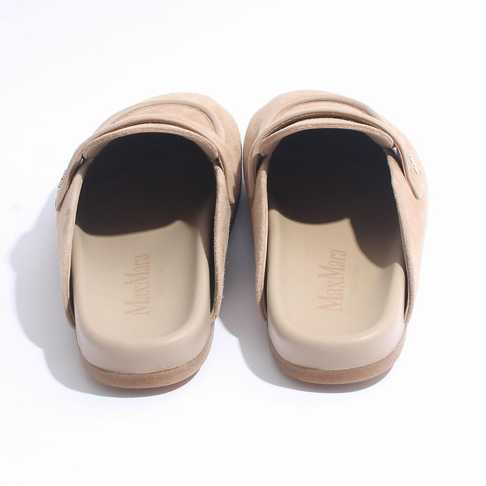 Max Mara Suede Mule Slippers Beige 2424526331600 MANLY 003