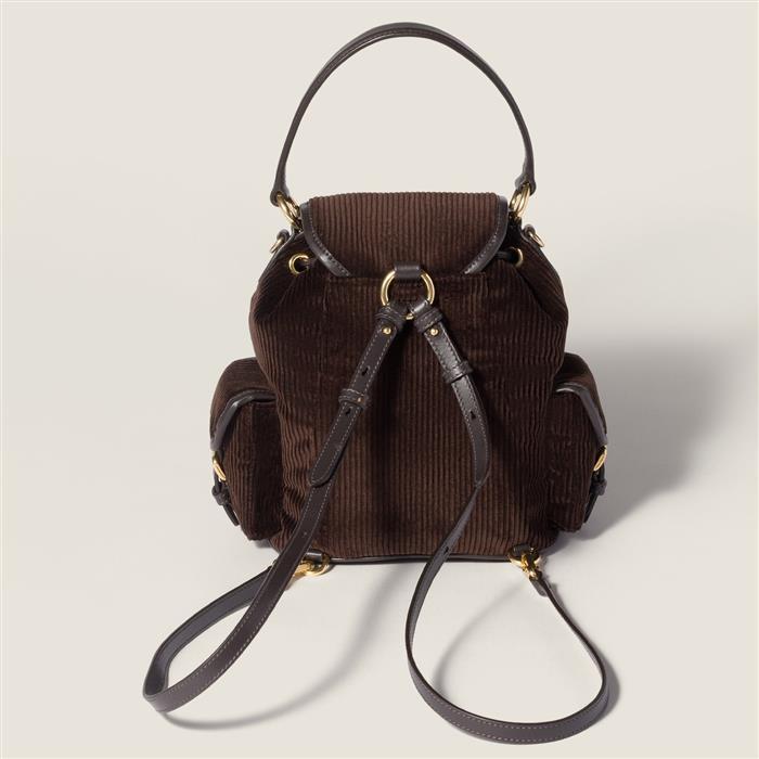 Miu Miu Corduroy Medium Backpack Brown