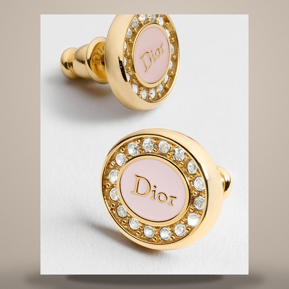 DIOR Rose Des Vents Gold-Tone Metal Lacquer Crystal Earrings E4818WOMLQ D25K