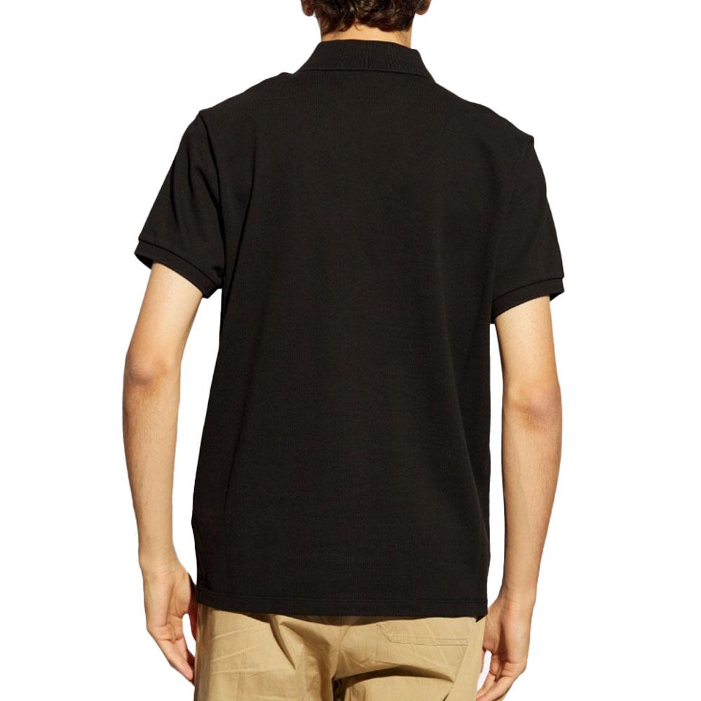 Moncler Men’s Black Big Logo Patch Piqué Short Sleeve Polo Shirt