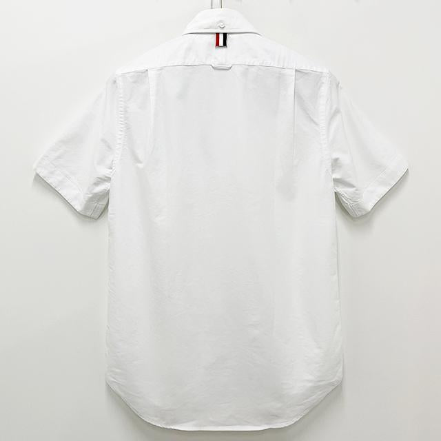 THOM BROWNE Men's Tricolor Grosgrain Trim Short Sleeve Shirt