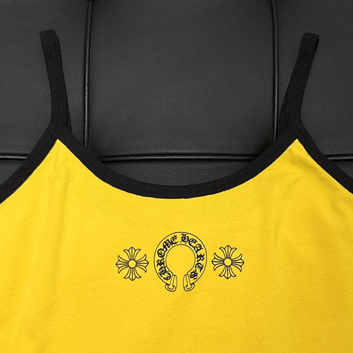 Chrome Hearts Yellow Horseshoe Logo Tank Top Shirt