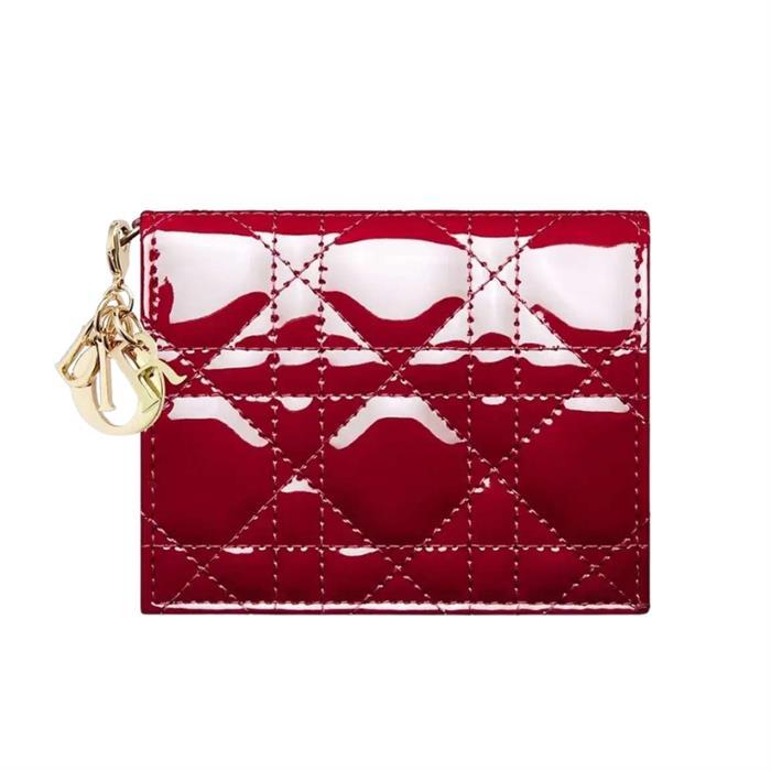 DIOR Lady Gardenia Mini Wallet - Women’s Bi-Fold Leather Wallet