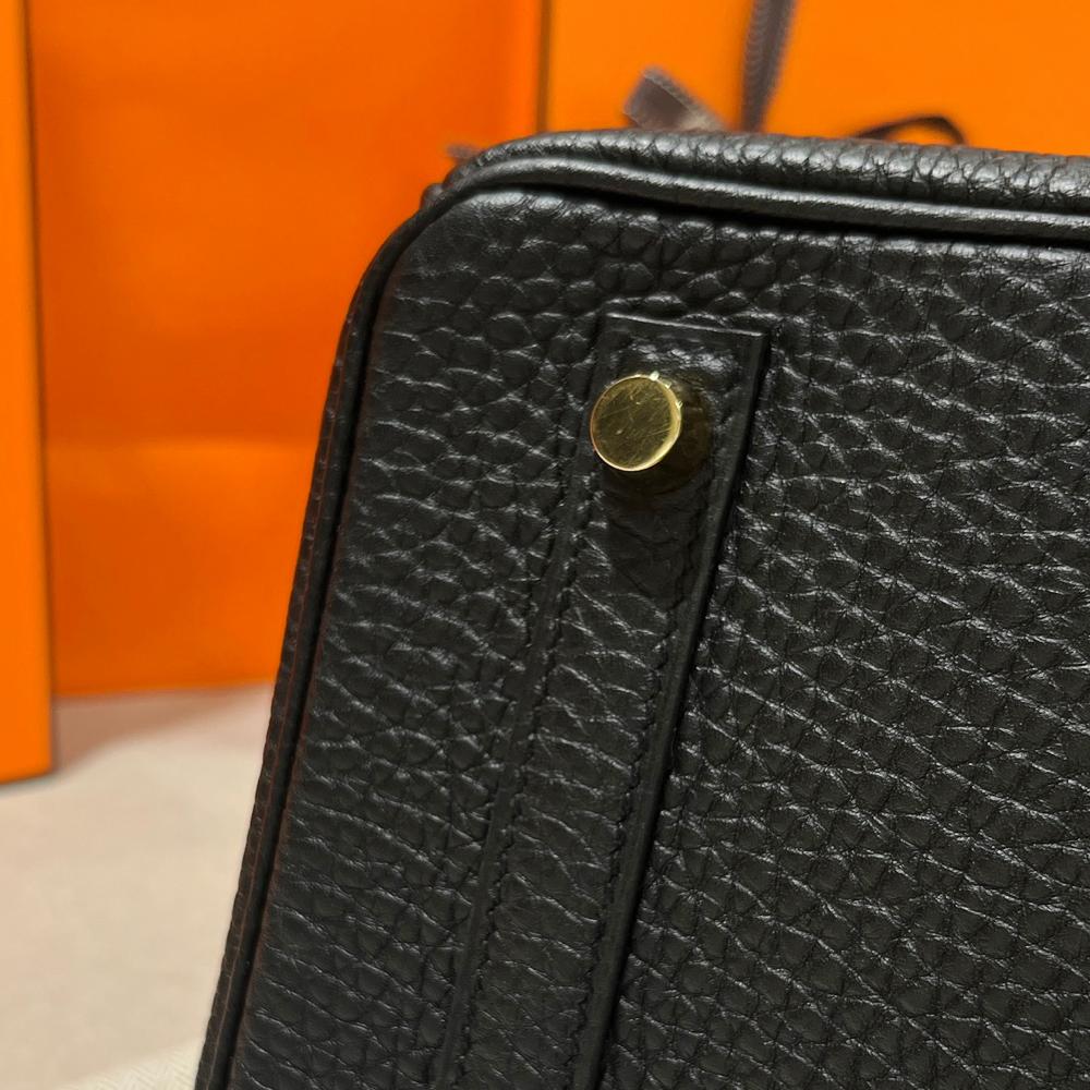 HERMES Birkin 30 Togo Leather Tote Black Gold Hardware Unisex