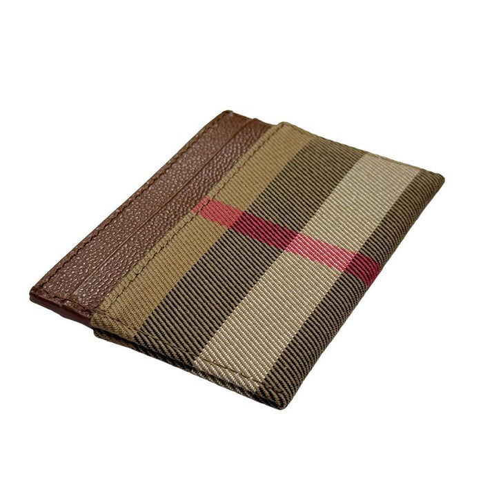 BURBERRY Check SANDON Leather Card Holder Unisex
