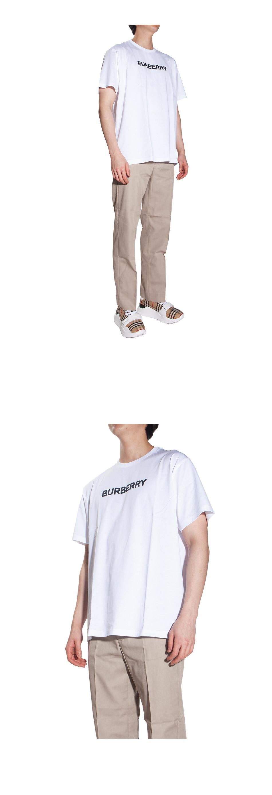 BURBERRY Logo Print Cotton Oversize Short Sleeve T-Shirt