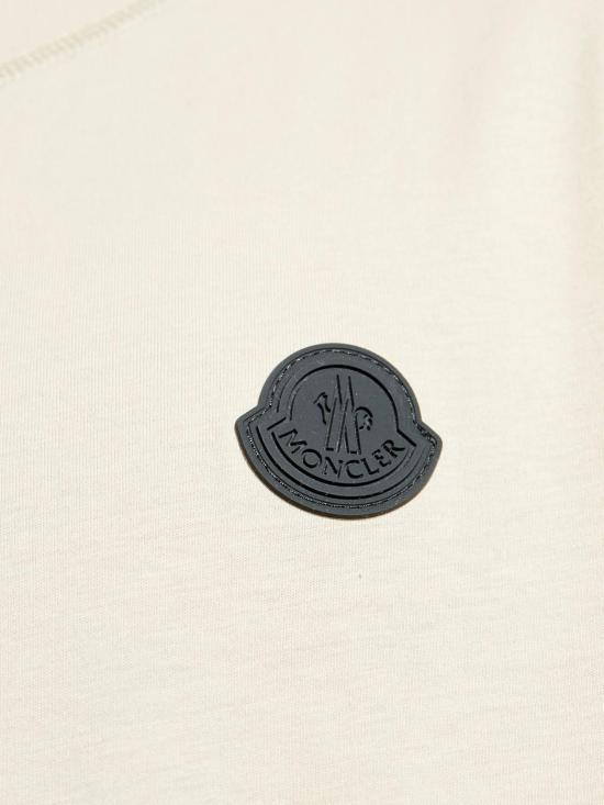 Moncler Logo Patch Cotton T-Shirt Men’s 8C00008 89AYW 216 LIGHT BEIGE DOM