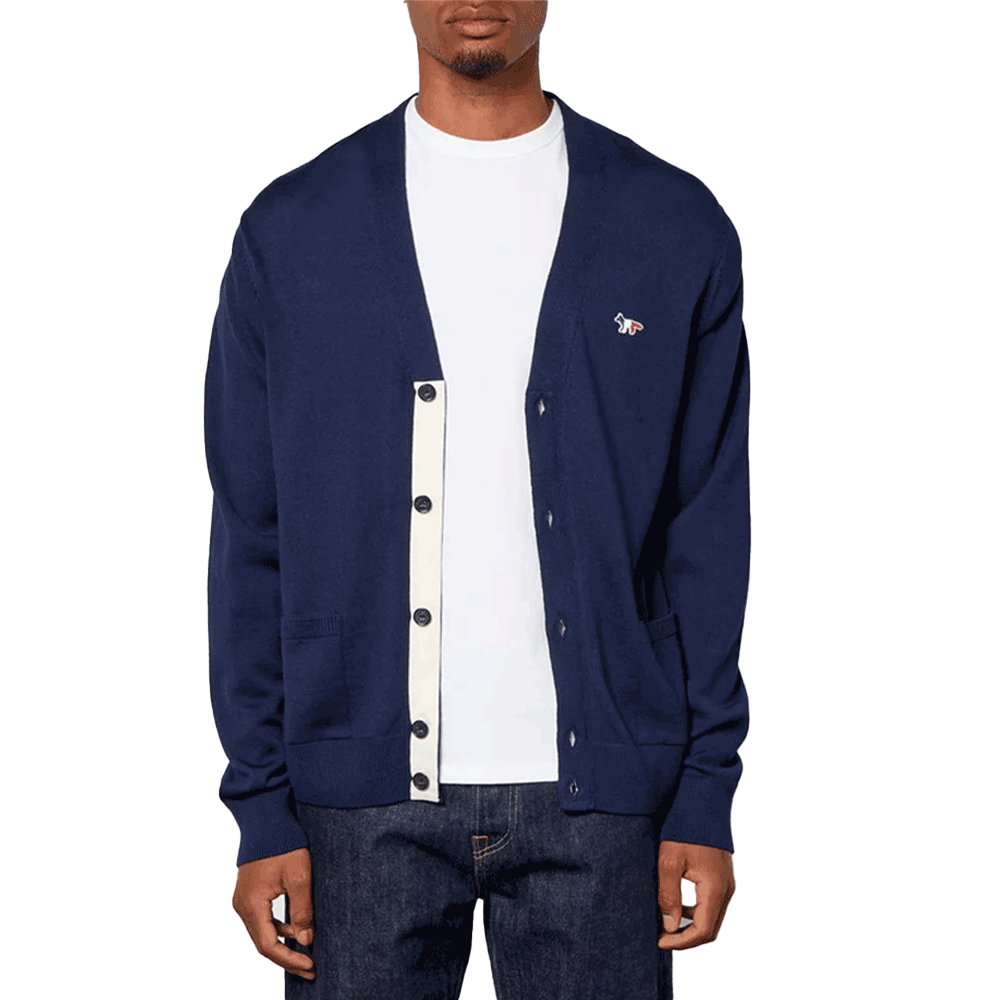Maison Kitsune Men’s Fox Head Wool Cardigan GU00542KT1036 NA P480