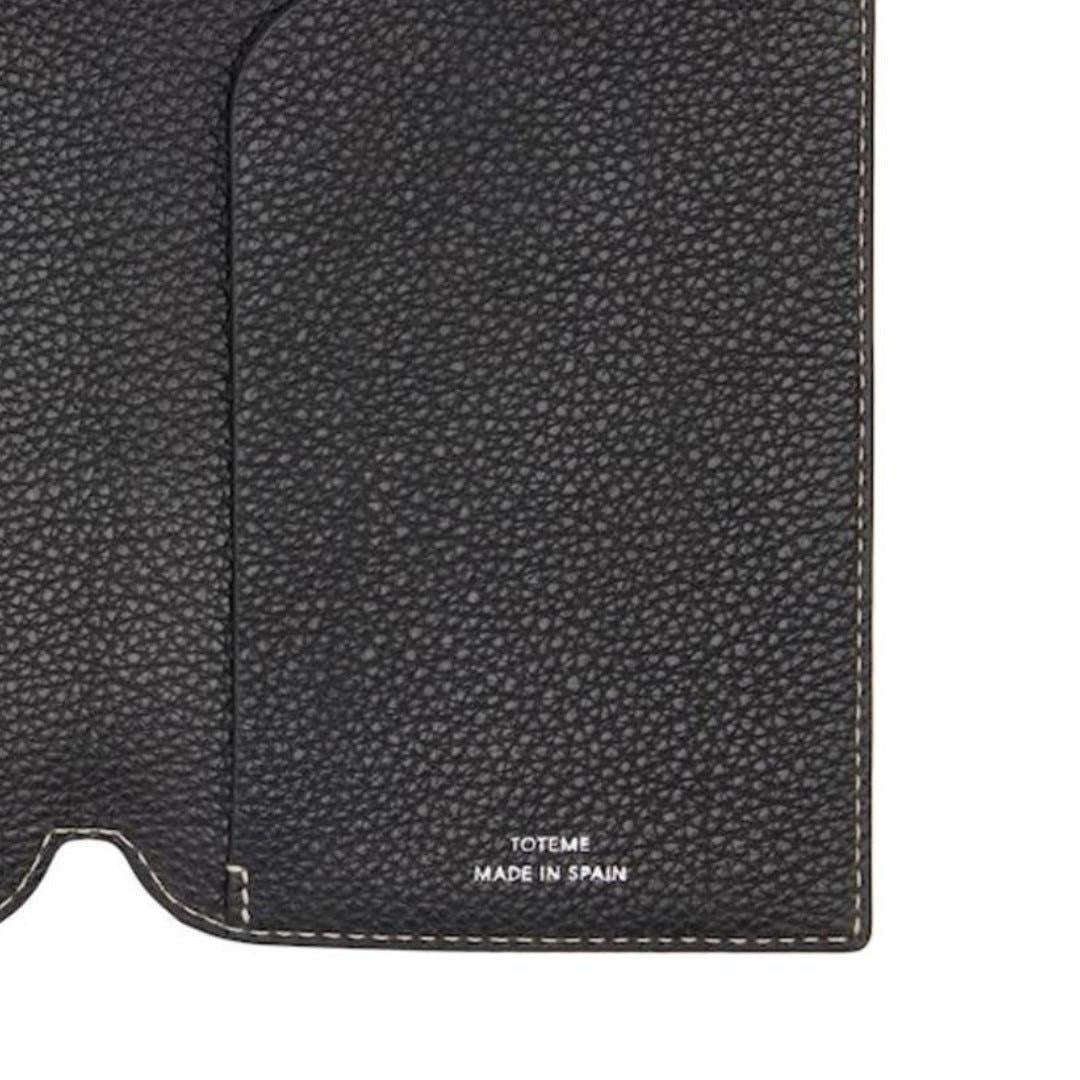 Toteme Monogram Leather Passport Wallet Unisex Black 232 9004 642