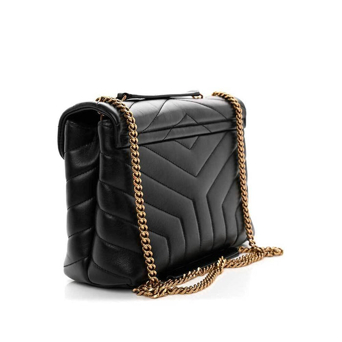 Saint Laurent Matelassé Small Loulou Shoulder Bag Black Leather