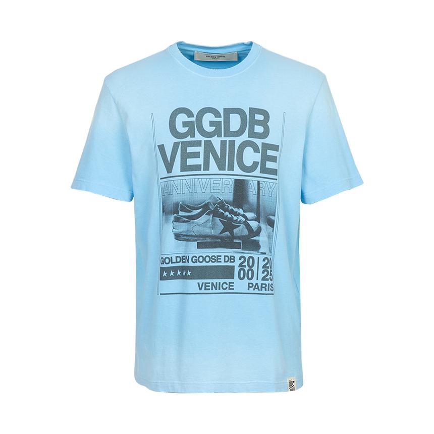 GOLDEN GOOSE Men’s Short Sleeve T-Shirt Navy Cotton