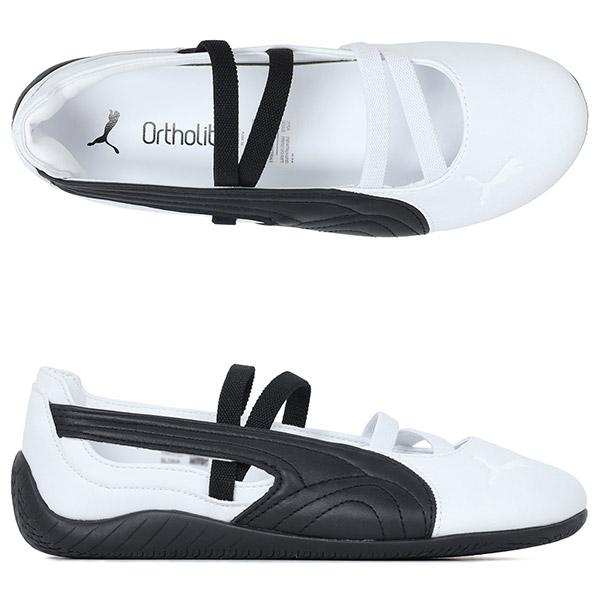 PUMA White Black Speedcat Ballet Leather Low-Top Sneakers